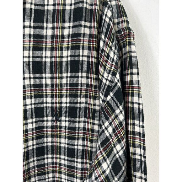 Ralph Lauren Black Long Sleeve Flannel Shirt Black White Plaid Mens Large - Picture 12 of 13